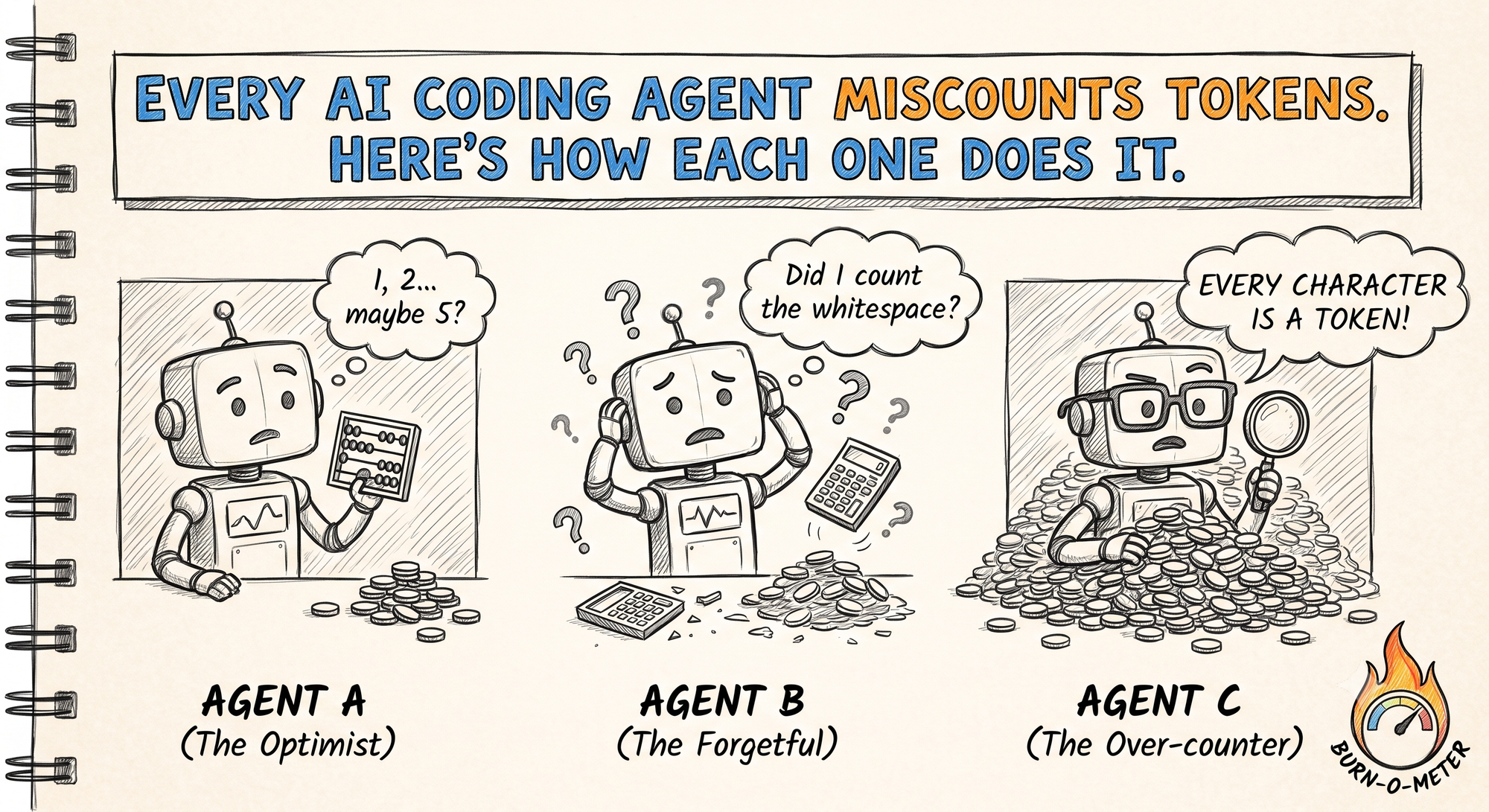 Every AI Coding Agent Miscounts Tokens. Here's How Each One Does It.